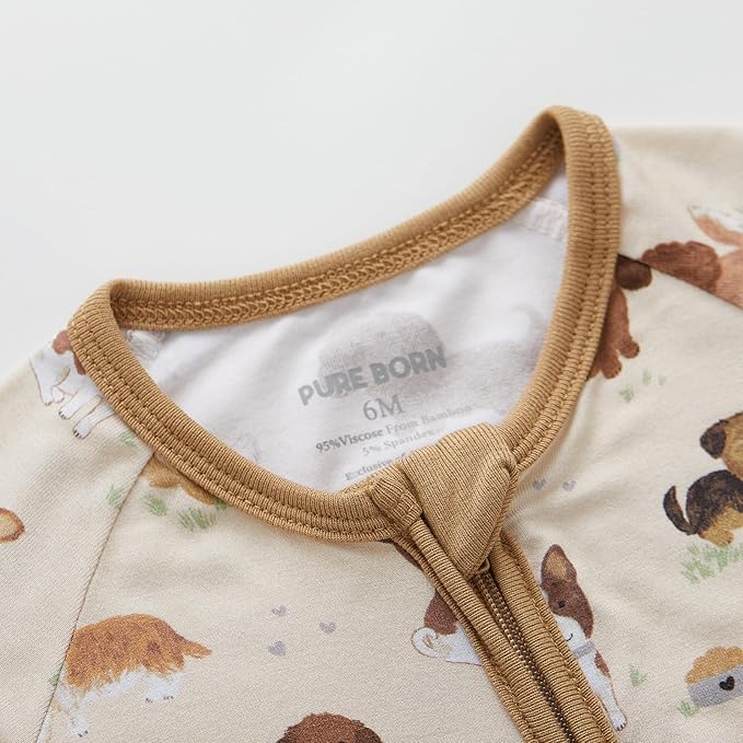 pureborn Baby Boys Girls Sleeper Snug Fit Viscose from Bamboo Pajamas 0-24 Months
