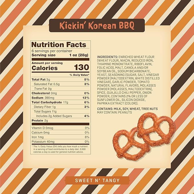 Kickin’ Korean BBQ Pretzels – 6 Oz Sweet n’ Tangy Bite-Sized Snacks with Bold Fermented Seasoning & Sweet Pepper Heat – Crunchy, Addictive, Perfect for Parties or Anytime Snacking (Pack of 4)
