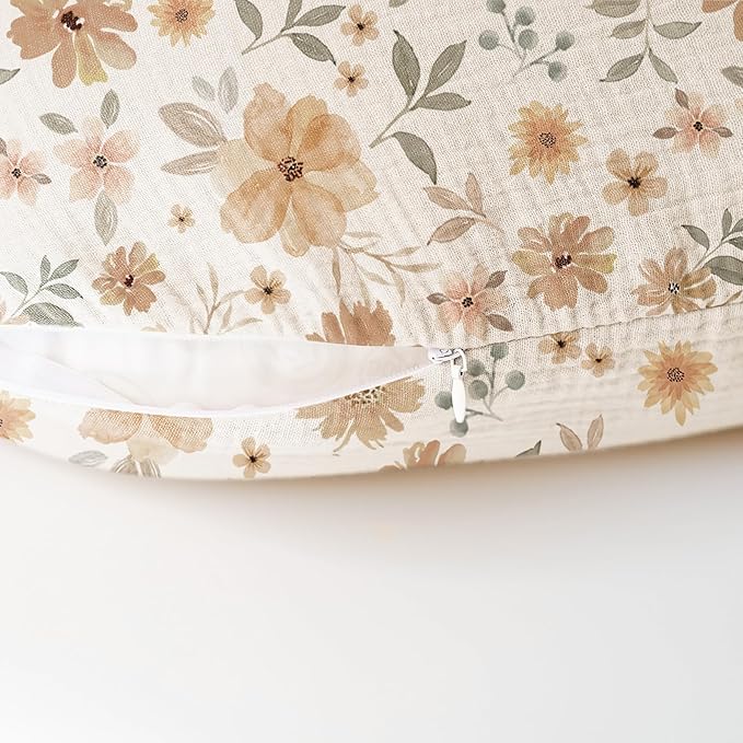 Konssy Muslin Nursing Pillow Covers, 100% Cotton Soft & Adorable Covers for Breastfeeding Pillows, Slipcovers for Newborn Baby Boys & Girls