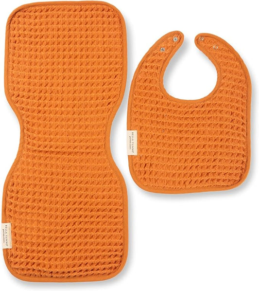 Bella Tunno Baby Bibs and Burp Cloths Set – Reversible Drool Bibs and Soft Absorbent Newborn Burp Cloths, OEKO-TEX Certified (Pumpkin)