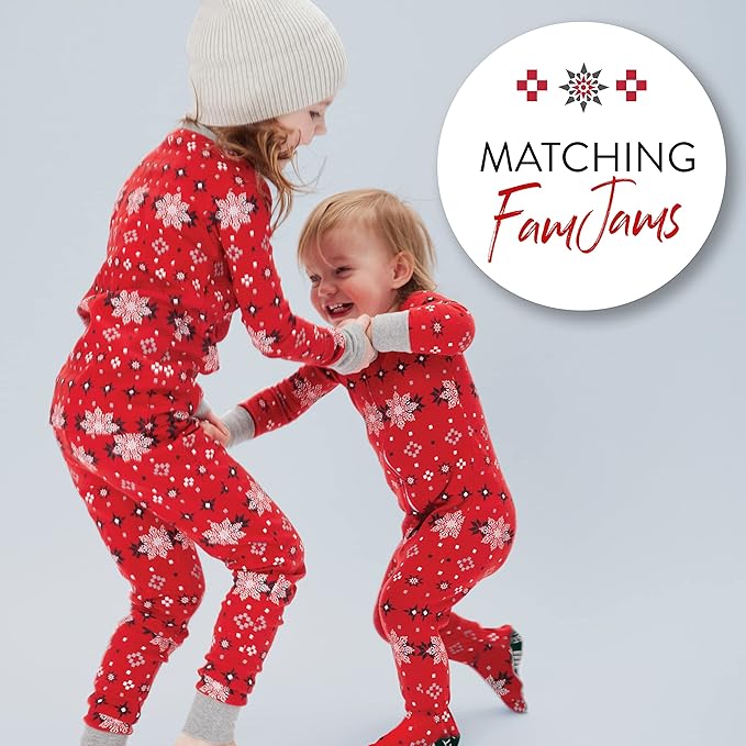 HonestBaby Non-Slip Footed Holiday Pajamas One-Piece Sleeper Zip-Front PJs Organic Cotton for Baby Boys, Girls, Unisex