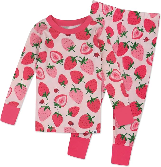HonestBaby baby-girls 2-piece Pajamas Sleepwear Pjs 100% Organic Cotton for Baby, Toddler, Kids, Girl