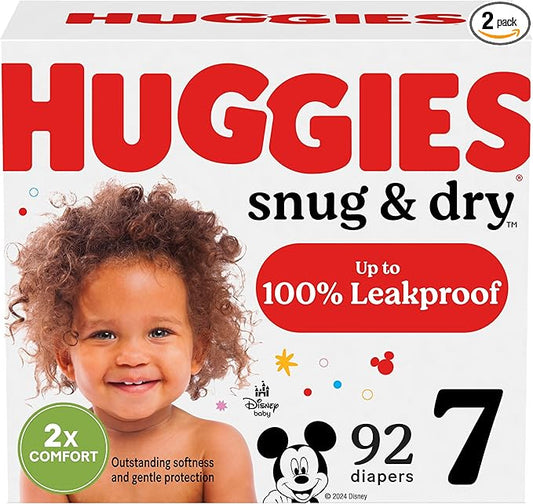Huggies Size 7 Diapers, Snug & Dry Baby Diapers, Size 7 (41+ lbs), 92 Count (2 Packs of 46), Packaging May Vary