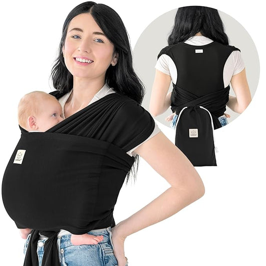 KeaBabies Baby Wrap Carrier Ring Sling - Easy to Wear, Adjustable D-Lite Baby Carrier Newborn to Toddler, Infant Carrying Shirt, Hands Free Bonding, Breathable Fabric Wearing Wrap (Trendy Black)