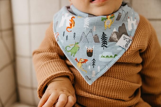 Copper Pearl 4 Pack Soft Cotton Baby Bibs for Drooling and Teething, Absorbent Drool Bibs for Baby Girl and Boy, Adjustable to Fit Newborns to Toddlers, Tons of Styles (Viking)