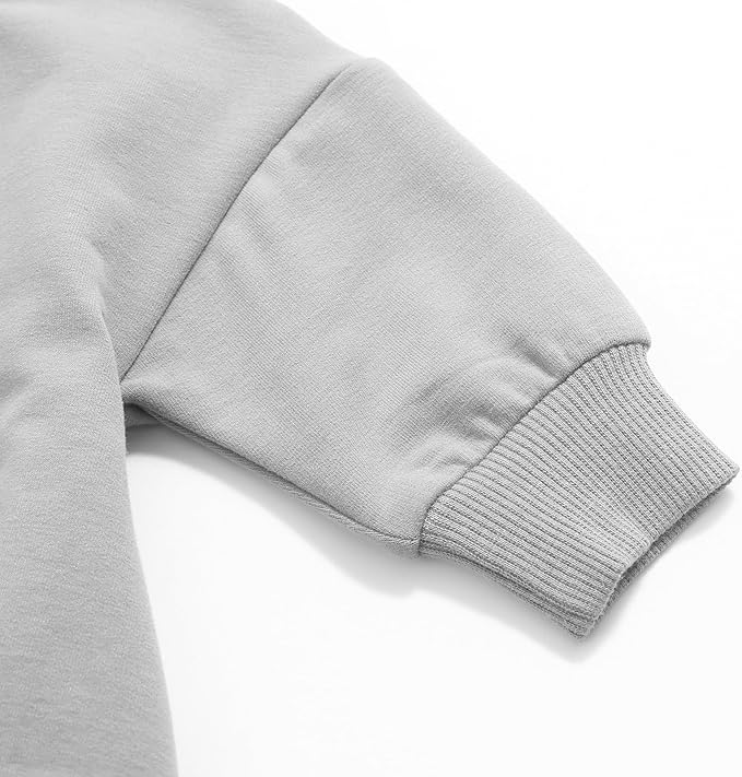 Bafeicao Baby Boy Girl Sweatshirt Romper Organic Cotton Solid Color Long Sleeve Bubble Romper Oversized Warm Fall Winter