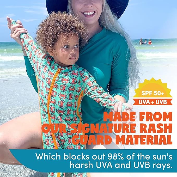 SwimZip Boys' Long-Sleeve UPF 50+ Swimsuit for Baby, Toddler, & Little Boys