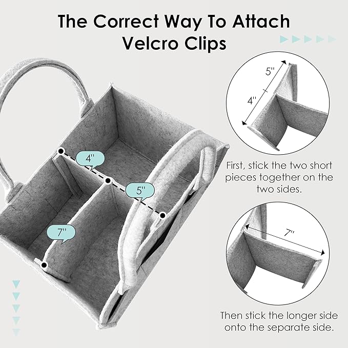 HIPHOP PANDA 2-Pack Diaper Caddy Organizer - Nursery Storage Bin & Car Organizer for Diapers, Wipes, and Baby Essentials - Dual-Color Solid Set (Grey/Oatmeal), Regular Size