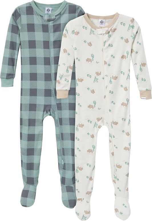 Gerber baby-boys 2-pack Snug Fit Footed Cotton Pajamas