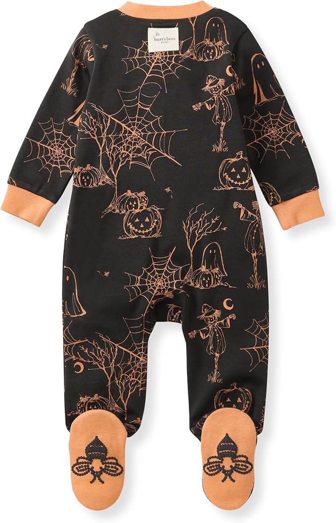 Burt's Bees Baby Baby Girls Pajamas, Zip Front Non-Slip Footed Sleeper Pjs, 100% Organic Cotton