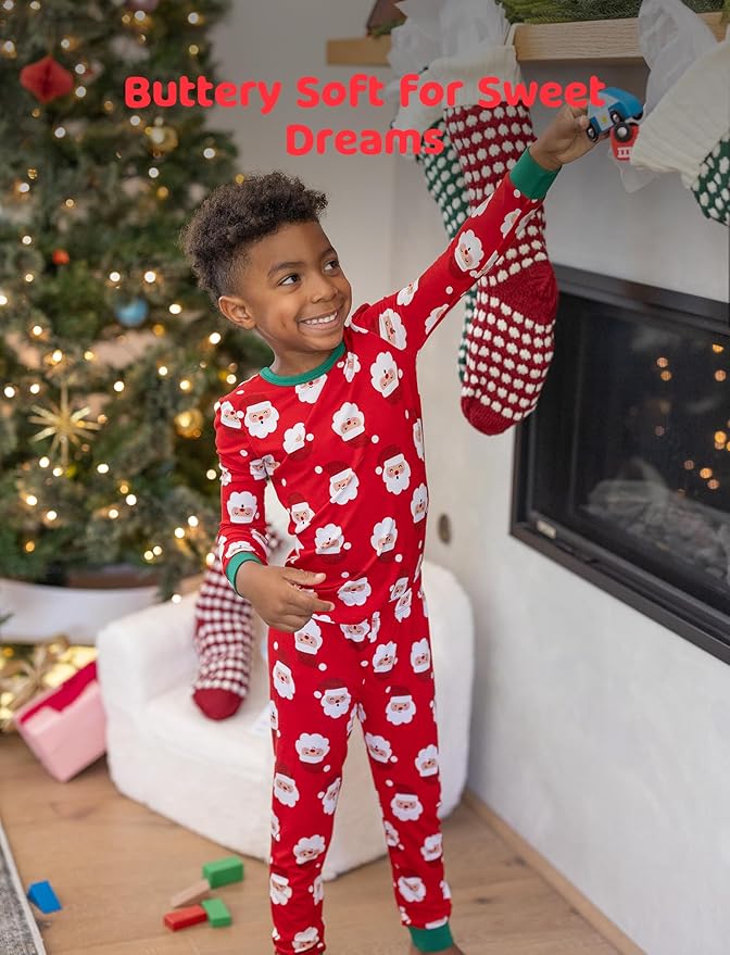 PATPAT Bamboo Viscose Pajama Sets for Toddler Boys & Girls Baby Kids, Ultra-soft Snug fit Pjs Sleepers for Birthday Holiday