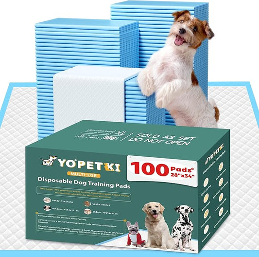 100 Count Extra Large Dog Pee Pads 28" x 34", Super Absorbent X-Large Puppy Pads Disposable Training Pads for Dogs, Quick Drying Leak-Proof Dog Potty Pads for Doggies Puppies