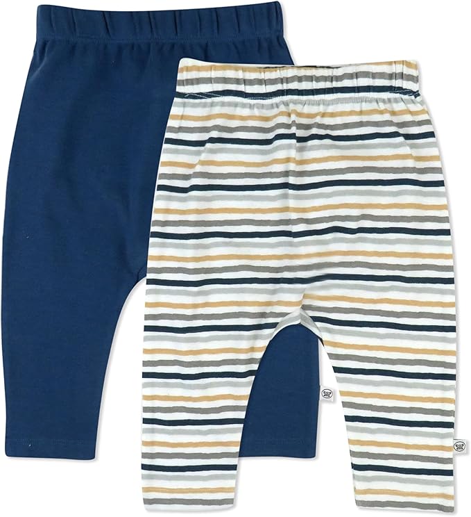 HonestBaby Unisex-Baby Multipack Harem Pants Roomy Fit Pull on Bottoms 100% Organic Cotton for Baby Boys, Girls