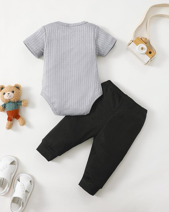 SUNNY PIGGY Baby Boy Clothes Newborn Infant Boys Outfits Romper Hat Pants 3PC Set 0-3 3-6 6-12 12-18 Month Clothing Gift