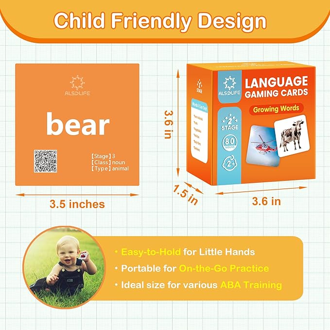 80 Nouns Flash Cards for Toddlers 2-3, Key Vocabulary Flashcards, Sturdy & Durable Realistic Picture Cards for Speech Therapy, Autism Flash Cards for ABA Therapy and Special Education