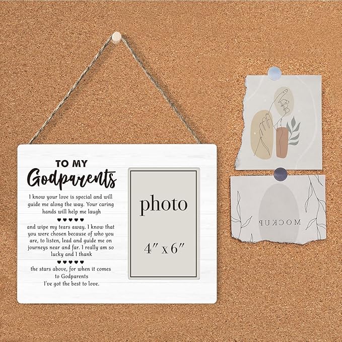 Godparents Gifts for Baptism Picture Frame, Godparent Proposal Gifts, Thank You Gift To My Godparents Photo Frame for 4 x 6 Inch Photo