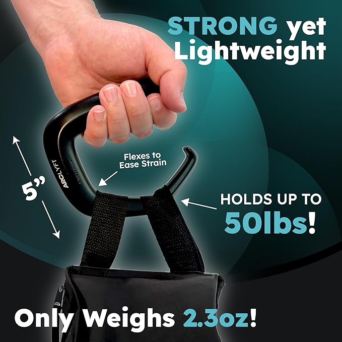 Grocery Bag Carrier (2 Pack) - Invented by Board Certified Orthotist – Ergonomic Lightweight Design - Also a Rehab & Recovery Aid, Carpal Tunnel, Arthritis, Weak Hands – All Ages (Light Pink)