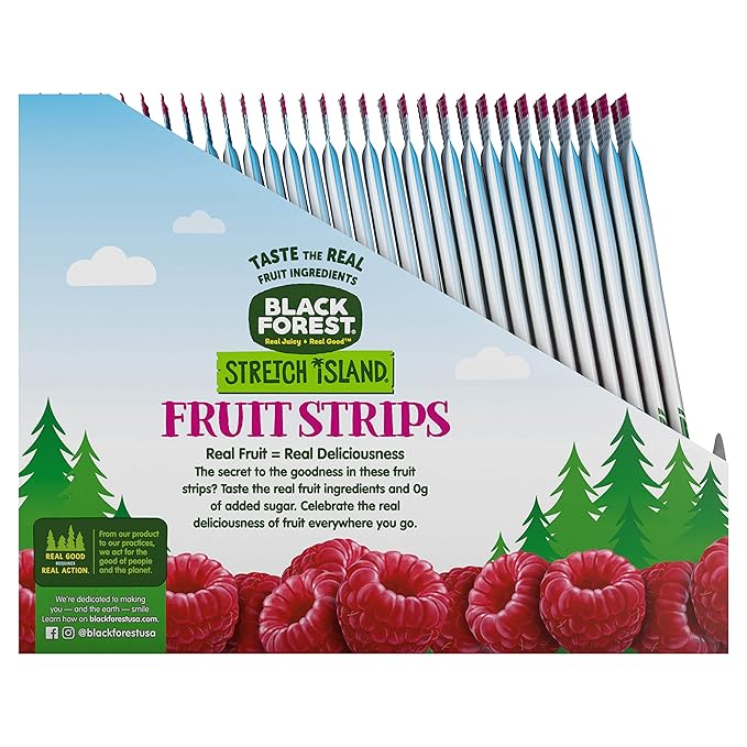 Black Forest Stretch Island Fruit Strips, Raspberry, 0.5ounce Strips (Pack of 30)