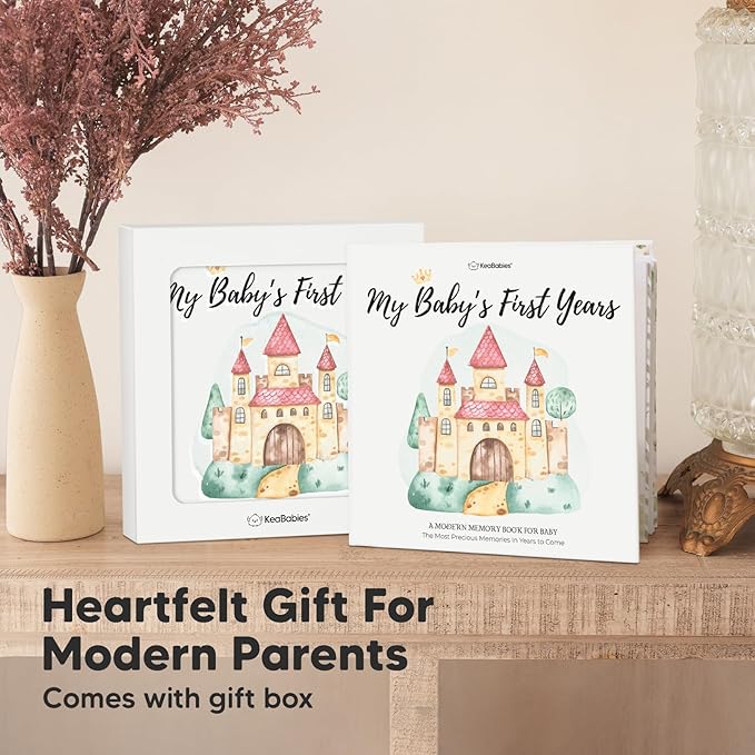 First 5 Years Baby Memory Book Girl, Boy - 90 Pages Hardcover First Year Milestone Keepsake Book, Newborn Scrapbook for New Parents, Minimalist Photo Album Journal,Gift for Baby Shower(Fairytale Land)