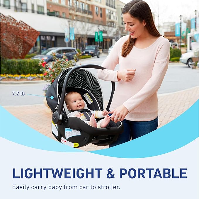 Graco SnugRide Lite LX Infant Car Seat, Rear-Facing, Lightweight, Adjustable Base, Easy Install, Studio