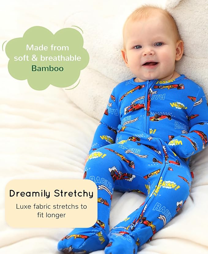 Footless Pajamas Baby Boy Girls, Viscose from Bamboo Baby Pajamas, Two Way Zipper Sleepers, Newborn Pjs