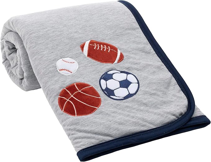 Lambs & Ivy Hall of Fame Sports Jersey/Faux Shearling Cozy Baby Blanket