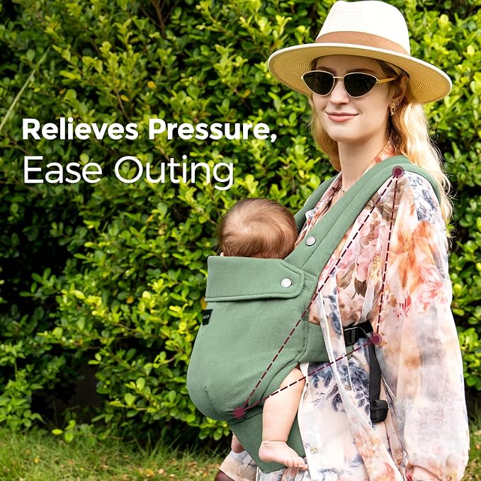 Momcozy Baby Carrier with Natural Cotton Linen, Built to Last, Ergonomic Design, 7-44lbs for Infant and Toddler, Lightweight and Comfortable, Hands-Free for Moms&Dads, Sage Green