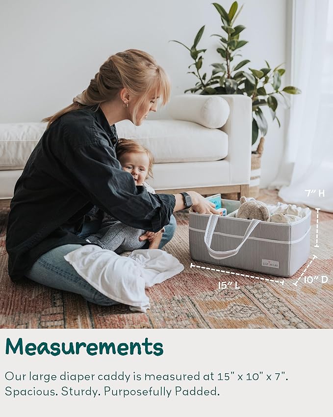 Lily Miles Baby Diaper Caddy - Large Organizer Tote Bag for Newborn essentials Boy or Girl - Baby Shower Basket - Nursery Must Haves - Registry Favorites - Newborn Caddie Car Travel