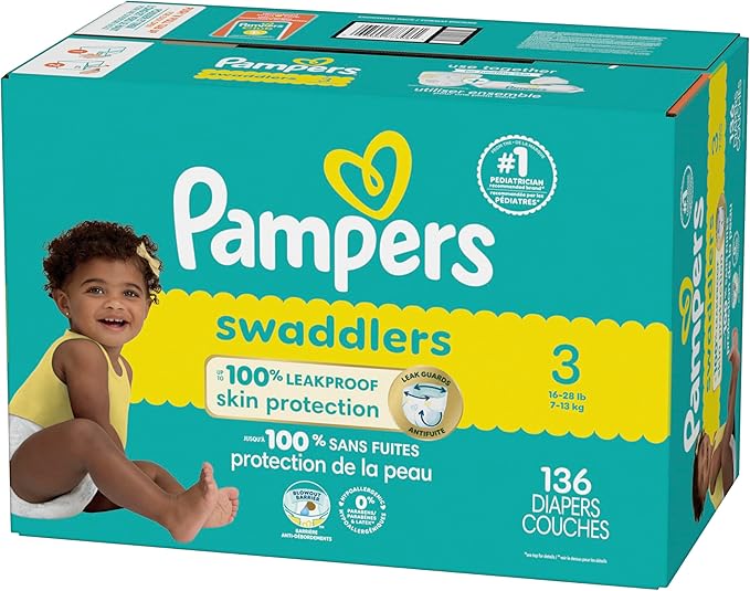 Pampers Baby Diapers - Swaddlers - Size 3, 136 Count, Ultra Absorbent Disposable Infant Diaper