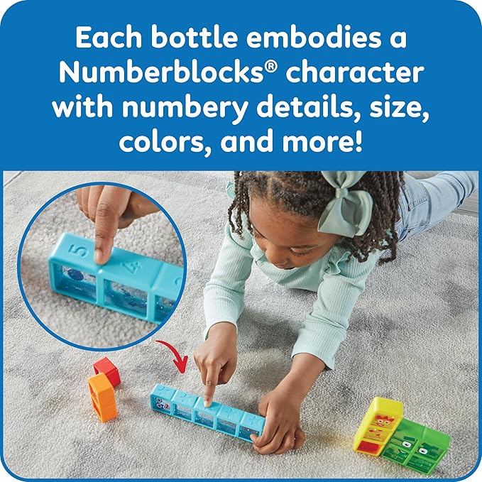 hand2mind Numberblocks One to Five Sensory Bottles, Numbers for Toddlers, Counting Toys, Calming Sensory Fidget Toys, Calm Down Corner Supplies, Social Emotional Learning, Birthday Gifts for Kids
