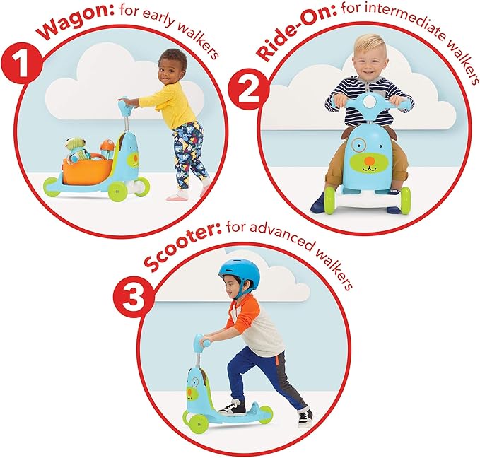 Skip Hop 3-in-1 Baby Activity Push Walker & Ride On Scooter Toy, Dog