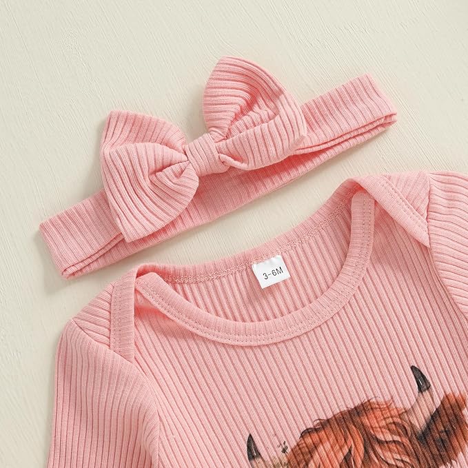 Newborn Baby Girls Rompers Knit Round Neck Long Sleeve Infant Fall Jumpsuits with Headband Coming Home Outfit