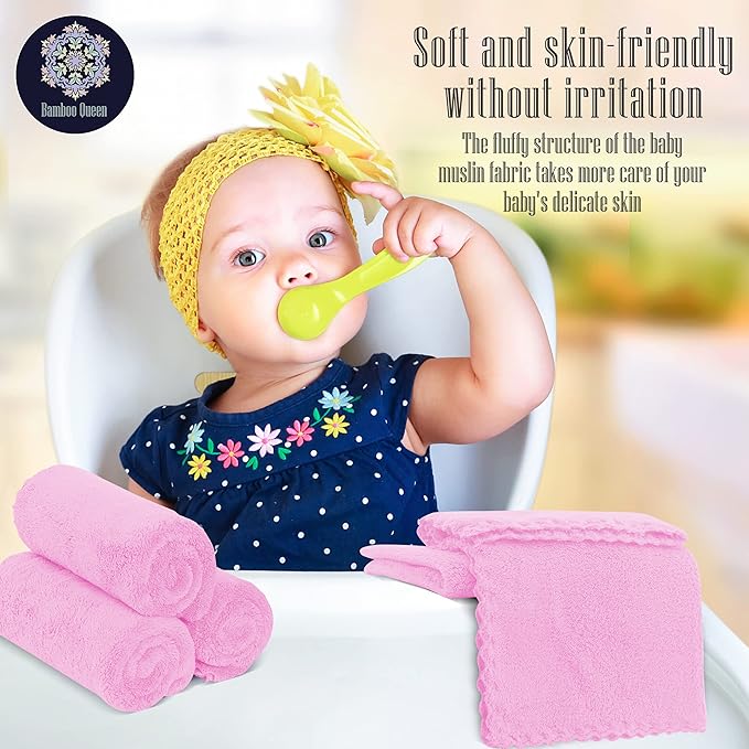 16 Pack Baby Washcloths - Luxury Coral Fleece - Extra Absorbent and Soft Wash Clothes for Newborns, Infants and Toddlers - Suitable for Sensitive Skin and New Born-Baby Shower-Frozen Berry,10x10 Inch