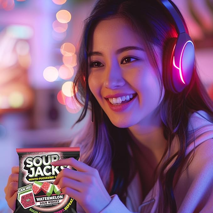 SOUR JACKS, Sour Gummy Wedges, Watermelon Flavored Candy, 5oz Bag (12 Pack)