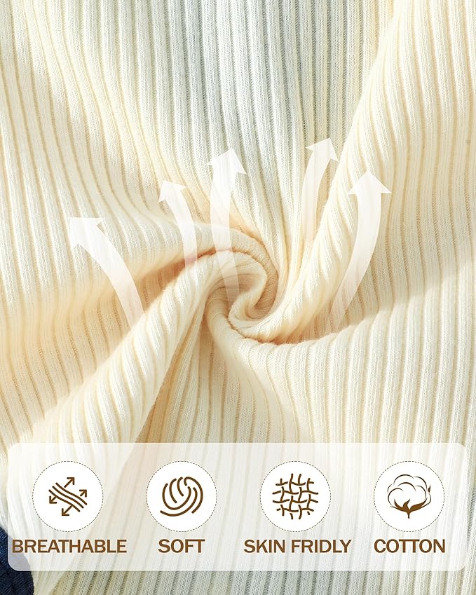 Newborn Baby Boy Girl Clothes Ribbed Knit Cotton Long Sleeve Romper Long Pant Preemie Solid Color Unisex Outfits