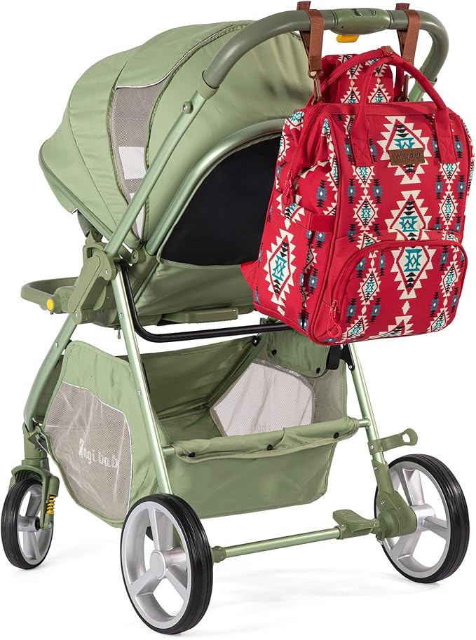 Wrangler Diaper Bag Backpack Aztec Travel Backpack Purses Western Multi-Function Baby Bags for Mom with Waterproof Insulated Pockets