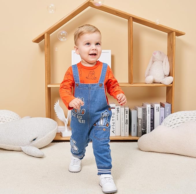 Cute Baby Boy Clothes Suit Toddler Boys' Striped long Sleeve T-Shirt+Denim Overalls Jumpsuit Pants Outfits Sets