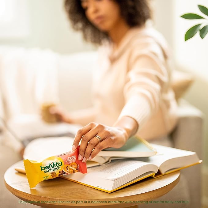 belVita Breakfast Bar Biscuit Sandwiches, Cinnamon Brown Sugar with Vanilla Creme, 30 Total Packs, 6 Boxes (2 Biscuits Per Pack)