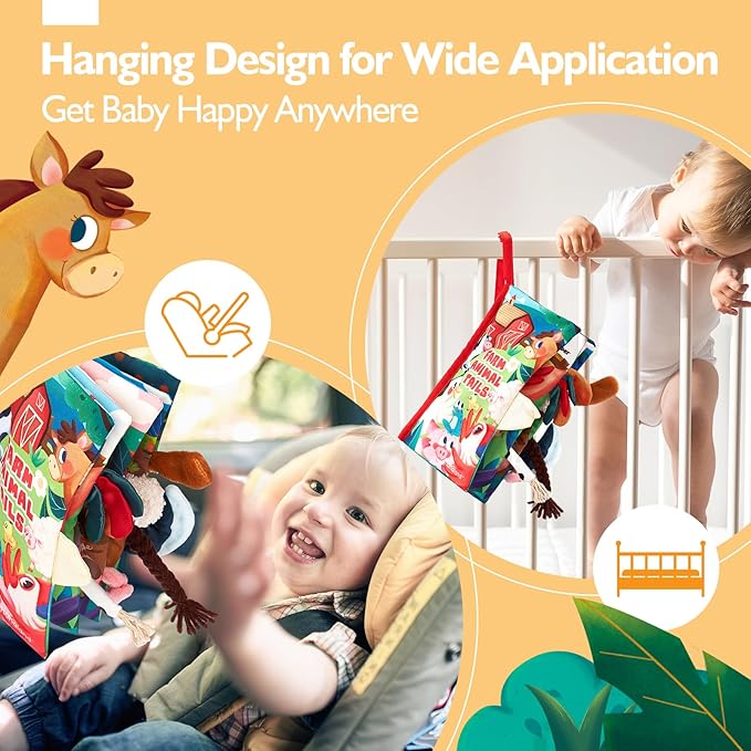 hahaland Baby Books 0-6 Months,Infant Tummy Time Toy Sensory Toys 6 to 12 Months Touch Feel Book Gifts for Boy Girl 0-3 Month Learning Toy Baby Christmas Birthday Gifts Stocking Stuffers (Single)