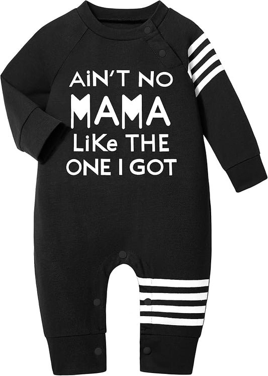 Baby Boy Clothes Infant Mamas Print Romper Stripe Sleeve Outfits Fall Winter Baby Clothing Jumpsuit