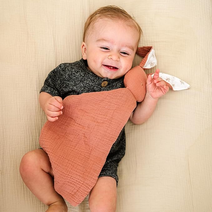 Mikito Organic Cotton Baby Muslin Lovey Bunny - Oeko-TEX & GOTS Certified - Security Blanket & Perfect Loveys for Babies - Unisex New Baby Gift for Ultimate Comfort & Peaceful Dreams