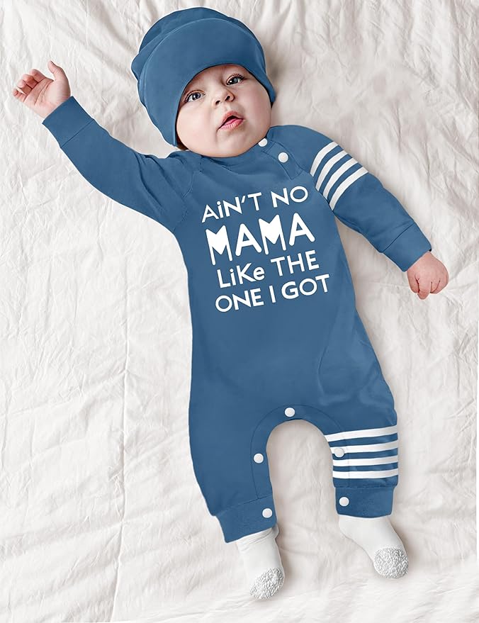 Baby Boy Clothes Infant Mamas Print Romper Stripe Sleeve Outfits Fall Winter Baby Clothing Jumpsuit