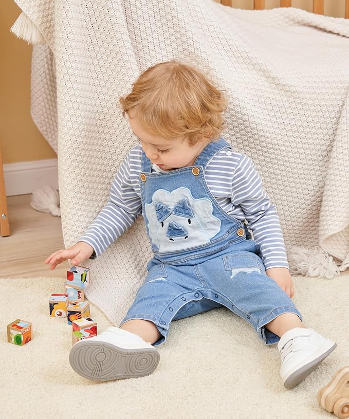 Cute Baby Boy Clothes Suit Toddler Boys' Striped long Sleeve T-Shirt+Denim Overalls Jumpsuit Pants Outfits Sets