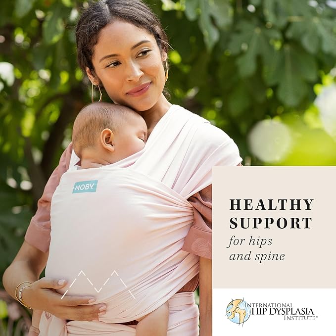 Moby Baby Wrap Carrier Classic for Newborns to Toddlers (8-33lbs), Infant Sling Carrier, Lightweight & Hands Free Design, Adjustable for All Body Types (Rose Quartz)