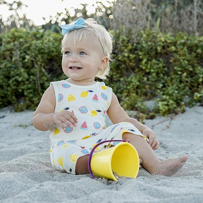 Babysoy Organic Pattern Print Tank Romper Shortall