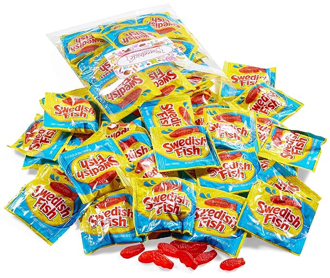 Candy in Bulk SwedishFish Soft & Chewy Fun Size Sharing Bag - Original Sweet & Chewy Red Fish Candy Individually Wrapped Treats, Movie Theater Candy, Office Desk and Reception, and Party Bags, 2lb