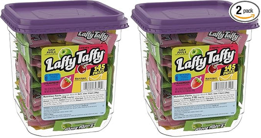 Laffy Taffy Candy, Assorted Fruit Flavored Taffy Candy, Sour Apple, Cherry, Strawberry & Banana Flavors (145 Pieces) (Pack of 2)