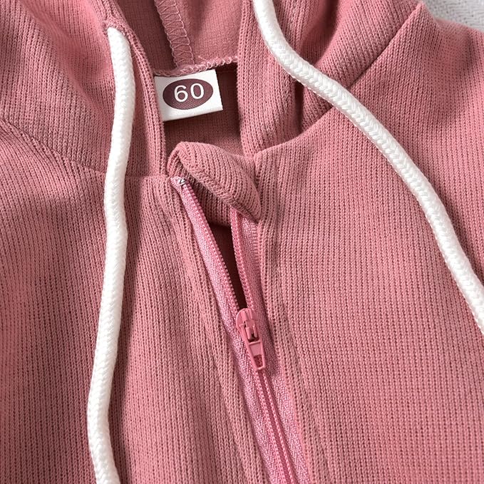 Unutiylo Unisex Baby Boys Girls Long Sleeve Infant Baby Zipper Hooded Jumpsuits Romper Loose Outfit Clothes