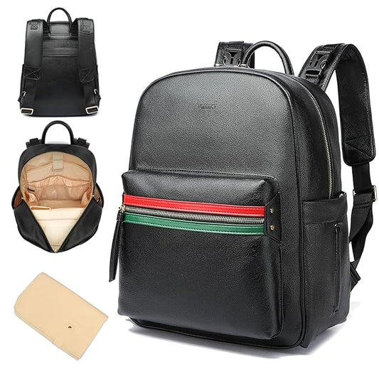 Leather Diaper Bag Backpack for Women with Multiple Pockets,Laptop Compartment and Changing Pad.