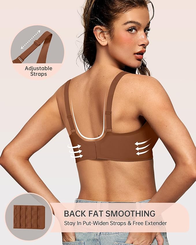 OEAK Womens Deep V Bras Wireless Comfortable Bra Supportive No Underwire Bras Tshirt Push Up Bralettes Plunge Seamless Bra